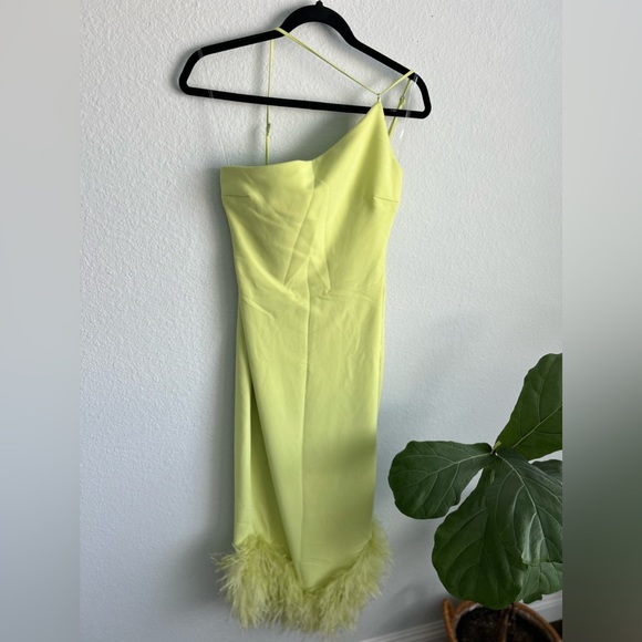 House of CB Alessia Asymmetric Feather Trim Midi Dress - Picture 3 of 3